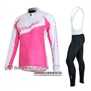 Donne Abbigliamento Giant 2015 Manica Corta E Pantaloncino Con Bretelle Bianco E Fuxia