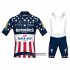 Abbigliamento Deceuninck Quick Step Campione USA 2020 Manica Corta e Pantaloncino Con Bretelle Blu