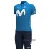 Abbigliamento Movistar 2021 Manica Corta e Pantaloncino Con Bretelle Blu