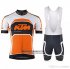 Abbigliamento KTM 2018 Manica Corta e Pantaloncino Con Bretelle Bianco Arancione