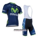 Abbigliamento Movistar 2014 Manica Corta E Pantaloncino Con Bretelle Blu E Verde