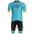 Abbigliamento Astana 2020 Manica Corta e Pantaloncino Con Bretelle Giallo Blu