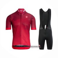 Abbigliamento Castelli 2021 Manica Corta e Pantaloncino Con Bretelle Scuro Rosso
