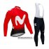 Abbigliamento Movistar 2020 Manica Lunga e Calzamaglia Con Bretelle Rosso Bianco