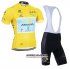 Abbigliamento Tour De France 2014 Manica Corta E Pantaloncino Con Bretelle lider astana Giallo