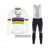 Abbigliamento UCI Mondo Campione Trek Segafredo 2020 Manica Lunga e Calzamaglia Con Bretelle Bianco