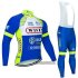Abbigliamento Wanty-Gobert Cycling Team 2021 Manica Lunga e Calzamaglia Con Bretelle Blu Bianco Giallo
