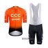 Abbigliamento CCC Sprandi 2020 Manica Corta e Pantaloncino Con Bretelle Arancione Nero