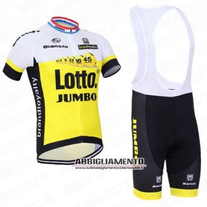 Abbigliamento Lotto Soudal 2016 Manica Corta E Pantaloncino Con Bretelle Bianco E Giallo