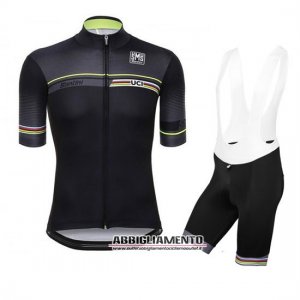 Abbigliamento UCI World Champion Leader 2016 Manica Corta E Pantaloncino Con Bretelle Nero