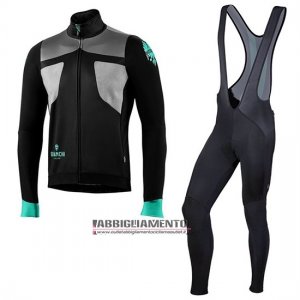 Abbigliamento Bianchi 2019 Manica Lunga e Calzamaglia Con Bretelle Celeste Nero