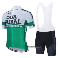 Abbigliamento Caja Rural 2021 Manica Corta e Pantaloncino Con Bretelle Rural Bianco Verde