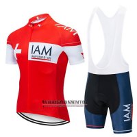 Abbigliamento IAM 2019 Manica Corta e Pantaloncino Con Bretelle Rosso Bianco