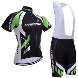 Abbigliamento Merida 2017 Manica Corta e Pantaloncino Con Bretelle nero e verde