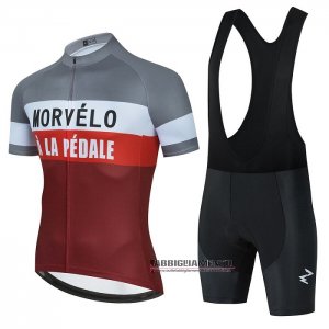 Abbigliamento Morvelo Manica Corta e Pantaloncino Con Bretelle 2021 Rosso Bianco Grigio