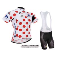 Abbigliamento Tour De France 2015 Manica Corta E Pantaloncino Con Bretelle Bianco E Rosso