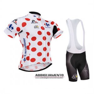 Abbigliamento Tour De France 2015 Manica Corta E Pantaloncino Con Bretelle Bianco E Rosso [Ba0925]