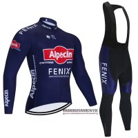 Abbigliamento Alpecin Fenix 2021 Manica Lunga e Calzamaglia Con Bretelle Scuro Blu