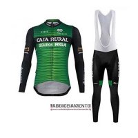 Abbigliamento Caja Rural 2020 Manica Lunga e Calzamaglia Con Bretelle Verde Nero