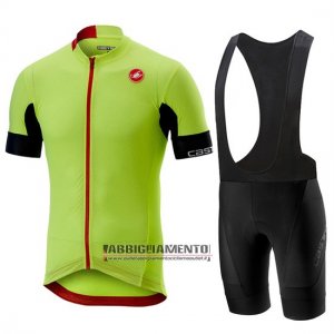 Abbigliamento Castelli Aero Race 2019 Manica Corta e Pantaloncino Con Bretelle Verde