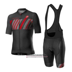 Abbigliamento Castelli 2020 Manica Corta e Pantaloncino Con Bretelle Nero Grigio Rosso