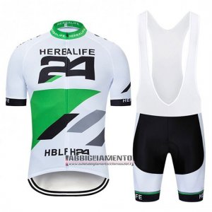 Abbigliamento Herbalifr 24 2019 Manica Corta e Pantaloncino Con Bretelle Bianco Verde