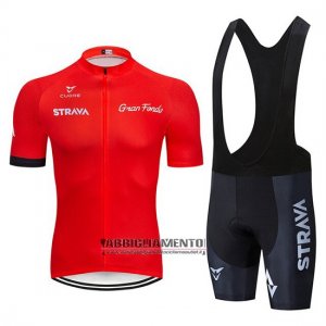 Abbigliamento STRAVA 2019 Manica Corta e Pantaloncino Con Bretelle Rosso