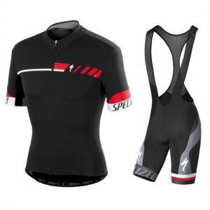 Abbigliamento Specialized 2018 Manica Corta e Pantaloncino Con Bretelle Nero Rosso Bianco