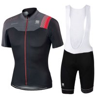 Abbigliamento Sportful 2017 Manica Corta e Pantaloncino Con Bretelle nero e rosso
