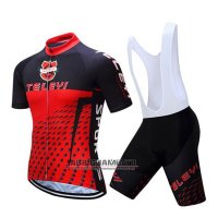 Abbigliamento Teleyi Bike 2019 Manica Corta e Pantaloncino Con Bretelle Rosso Nero