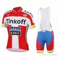Abbigliamento Tinkoff Saxo Bank Blu 2018 Manica Corta e Pantaloncino con Bretelle e Salopette
