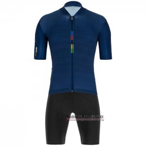 Abbigliamento UCI 2020 Manica Corta e Pantaloncino Con Bretelle Scuro Blu