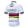 Abbigliamento UCI Mondo Campione Euskadi Murias 2020 Manica Corta e Pantaloncino Con Bretelle Bianco