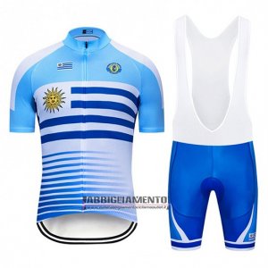 Abbigliamento Uruguay 2019 Manica Corta e Pantaloncino Con Bretelle Blu Bianco
