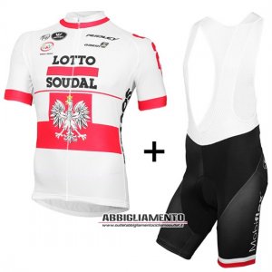 Abbigliamento Lotto Soudal 2016 Manica Corta E Pantaloncino Con Bretelle Bianco E Rosso