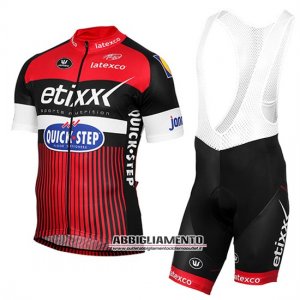 Abbigliamento Etixx Quick Step 2016 Manica Corta E Pantaloncino Con Bretelle Rosso E Nero