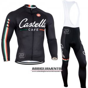 Abbigliamento Castelli 2014 Manica Lunga E Calza Abbigliamento Con Bretelle Nero E Bianco