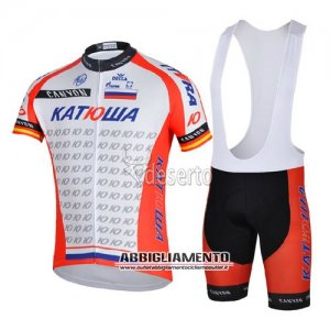 Abbigliamento Katusha 2014 Manica Corta E Pantaloncino Con Bretelle Bianco E Rosso