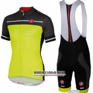 Abbigliamento Castelli 2016 Manica Corta E Pantaloncino Con Bretelle Giallo E Grigio