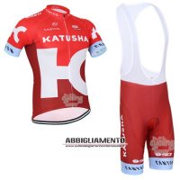 Abbigliamento Katusha 2016 Manica Corta E Pantaloncino Con Bretelle Bianco E Rosso