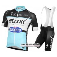 Abbigliamento Etixx Quickstep 2016 Manica Corta E Pantaloncino Con Bretelle Nero E Celeste
