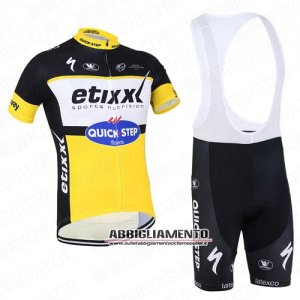 Abbigliamento Etixx Quickstep 2016 Manica Corta E Pantaloncino Con Bretelle Nero E Giallo