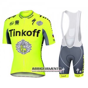 Abbigliamento SaxoBank 2016 Manica Corta E Pantaloncino Con Bretelle Giallo [Ba0803]