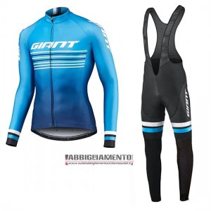 Abbigliamento Giant Race Day 2019 Manica Lunga e Calzamaglia Con Bretelle Blu