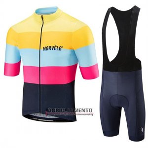 Abbigliamento Morvelo 2019 Manica Corta e Pantaloncino Con Bretelle Giallo Rosa Nero