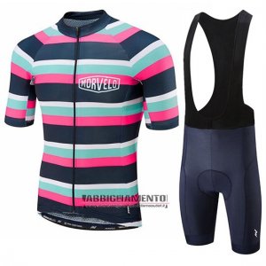 Abbigliamento Morvelo 2019 Manica Corta e Pantaloncino Con Bretelle Verde Rosa Nero