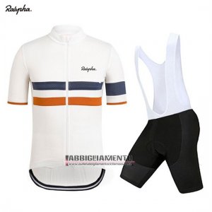 Abbigliamento Rapha 2019 Manica Corta e Pantaloncino Con Bretelle Bianco Arancione