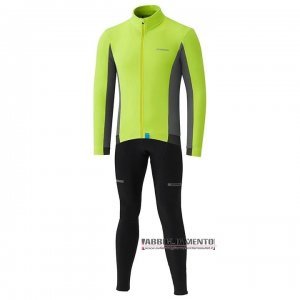 Abbigliamento Shimano 2020 Manica Lunga e Calzamaglia Con Bretelle Giallo Grigio