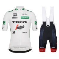 Abbigliamento Trek Segafredo Bianco Verde 2018 Manica Corta e Pantaloncino con Bretelle e Salopette