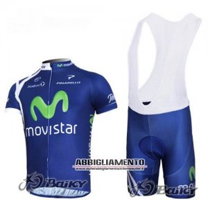 Abbigliamento Movistar 2012 Manica Corta E Pantaloncino Con Bretelle Blu